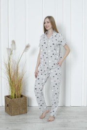 Пижама для женщин (с отложным воротником короткий рукав с брюками) 96749