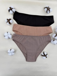Трусы в рубчик для женщин 3 шт (молодежные) 313300