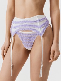 Трусы стринги-бразилиано с поясом для чулок Apasta белый