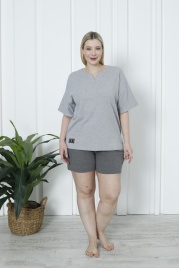 Пижама в рубчик для женщин большой размер (футболка с шортами) 45800