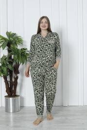 Пижама для женщин большой размер (длинный рукав с брюками) 32049