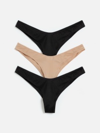Трусы стринги-бразилиано жен.в наборе из 3шт. Hope черный с бежевым