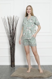 Пижама для женщин (с отложным воротником и шортами) 90531
