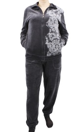 Пижамы для женщин большой размер (с брюками/длинный рукав/велюр/с молней) 84806