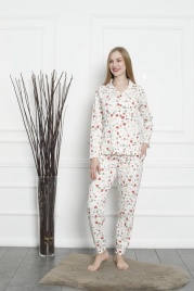 Пижама для женщин (с отложным воротником длинный рукав с брюками) 96750