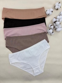 Трусы в рубчик  для женщин 5 шт (средний размер) 524030