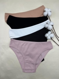 Трусы в рубчик для женщин ( молодежное/однотонные) 113243-114