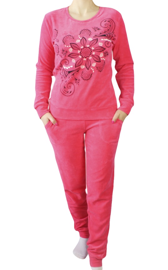 пижамы для женщин с брюками (длинный рукав/велюр) 87053 фото 3