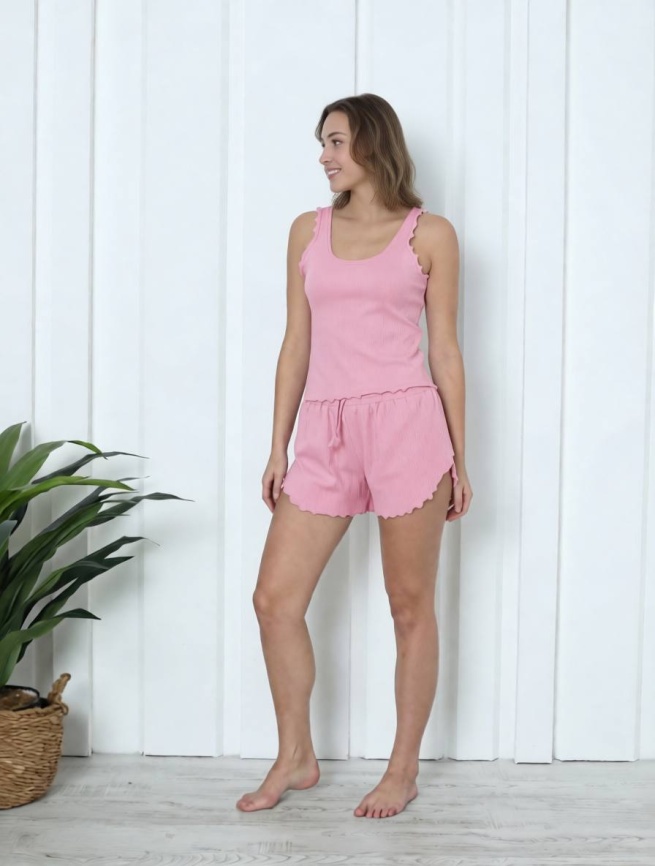 Пижама  в рубчик для женщин (майка с шортами) 45006 фото 1