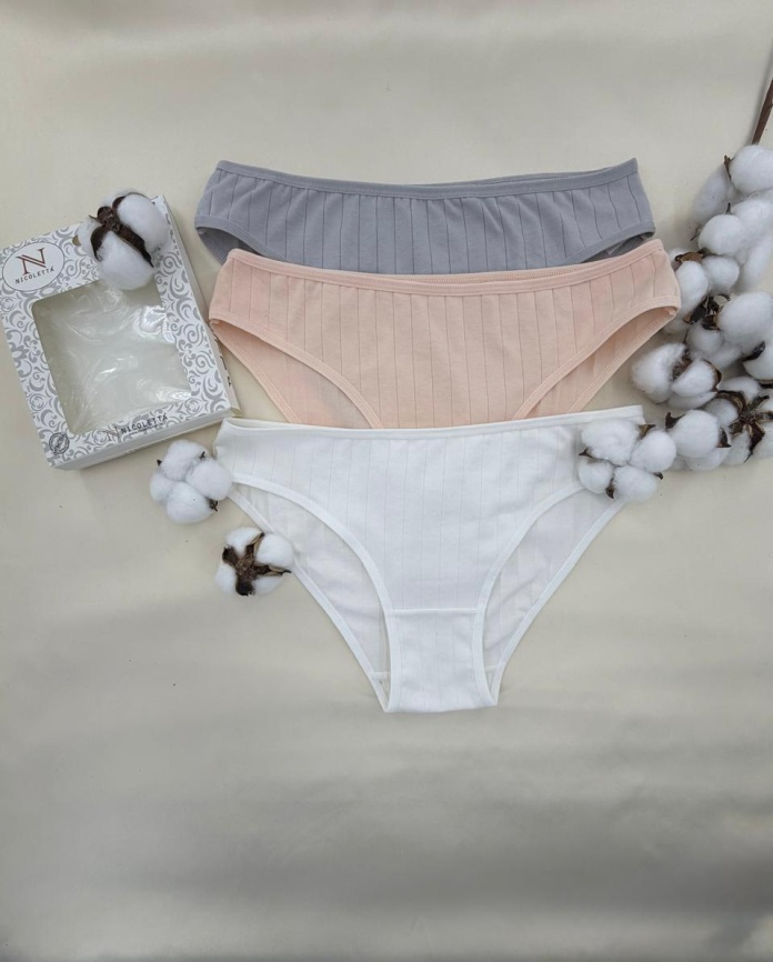 Трусы в рубчик для женщин 3шт ( молодежные) 113288 фото 2
