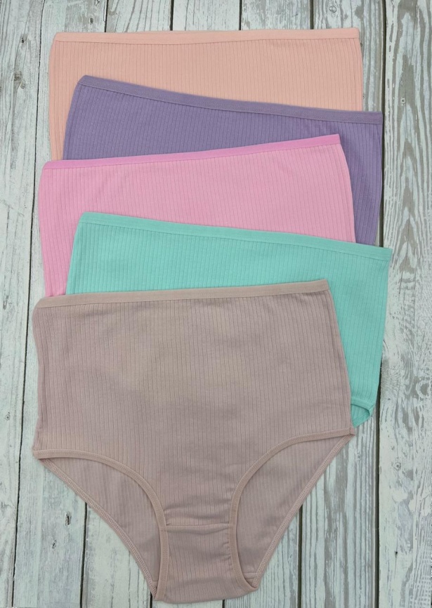 Трусы в рубчик для женщин (большой размер/однотонные) 10043-68 фото 1