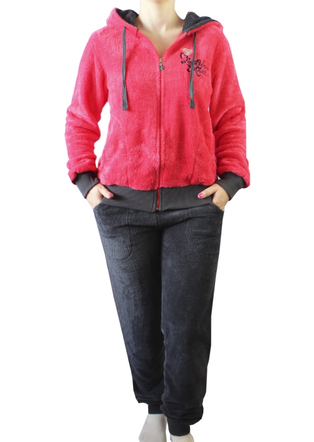 Пижамы для женщин с брюками (длинный рукав/махро/с молнией/с капюшоном) 94006 фото 2