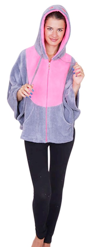 Пончо для женщин  (махро/с капюшоном) 88182 фото 2