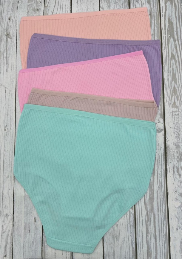 Трусы в рубчик для женщин (большой размер/однотонные) 10043-68 фото 2