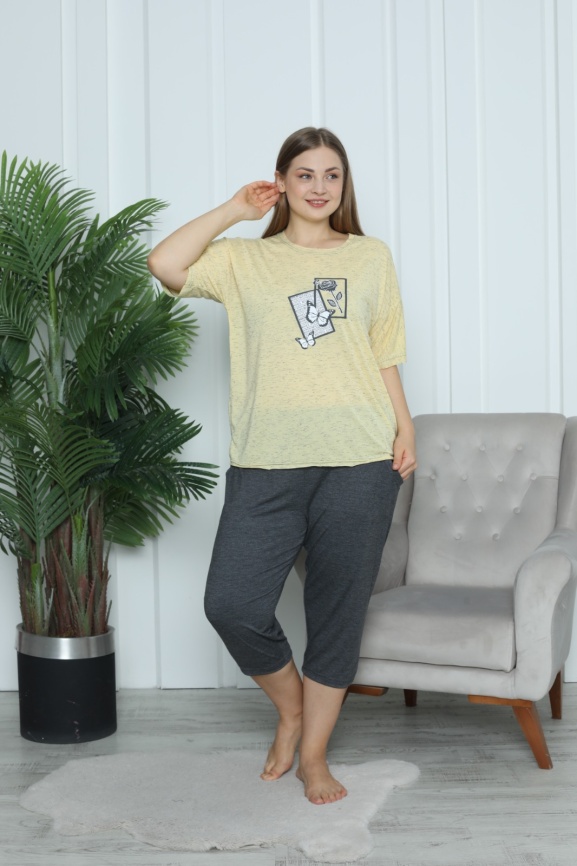 Пижама для женщин большой размер (футболка с бриджами) 37046 фото 1