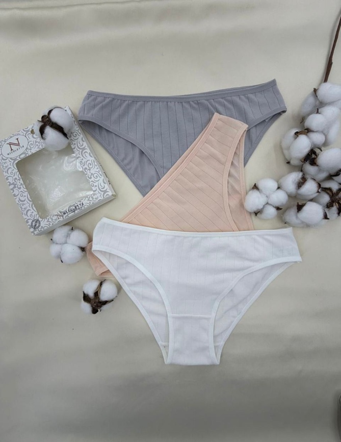 Трусы в рубчик для женщин 3шт ( молодежные) 113288 фото 1