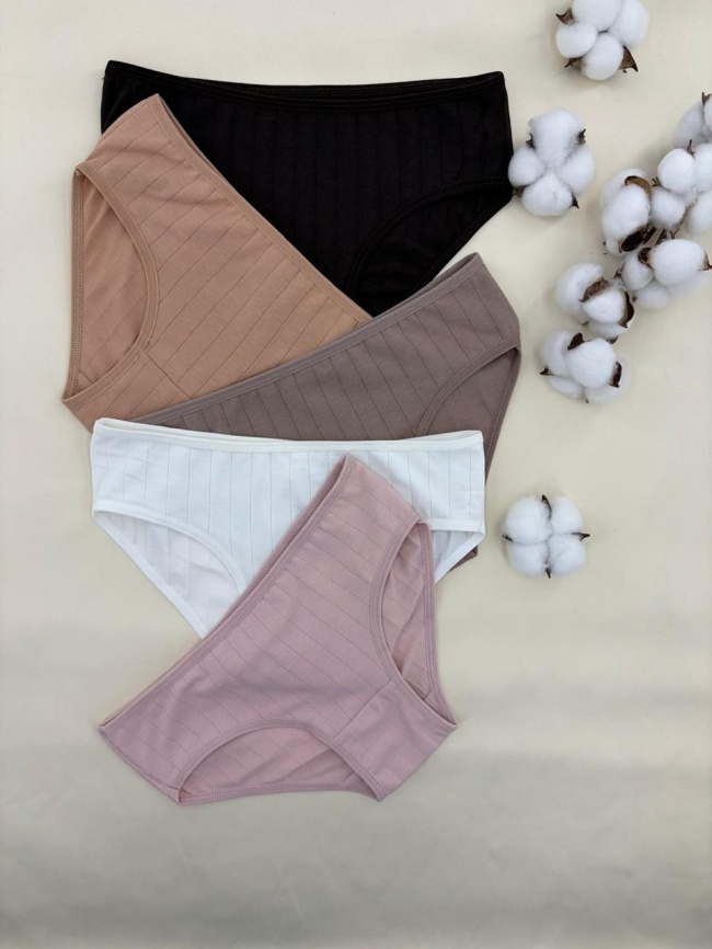 Трусы в рубчик  для женщин 5 шт (средний размер) 524030 фото 2