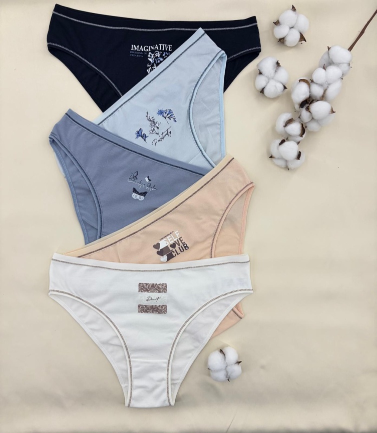 Трусы в рубчик  для женщин 5 шт (молодежные) 513024 фото 2