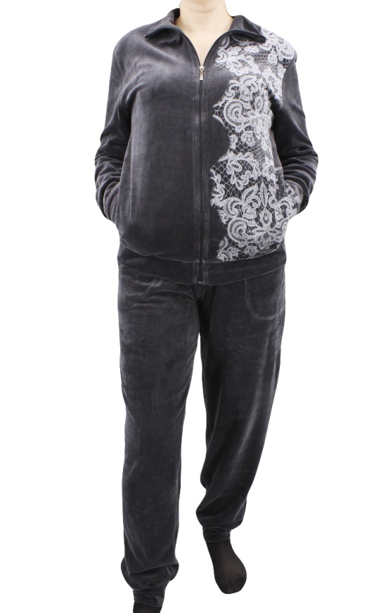 Пижамы для женщин большой размер (с брюками/длинный рукав/велюр/с молней) 84806 фото 1