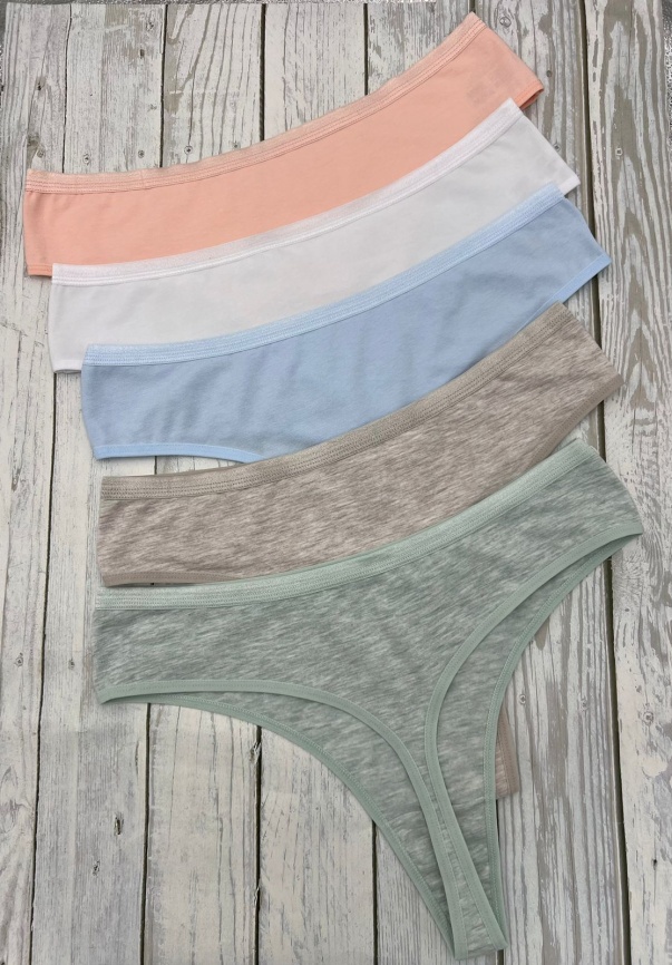 Стринги для женщин 5 шт (средний размер/однотонные) 597018 фото 1