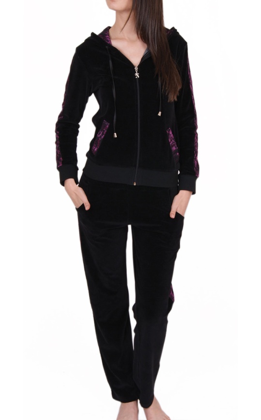 Пижамы для женщин с брюками (длинный рукав/велюр/с молнией/с капюшоном) 87025 фото 1