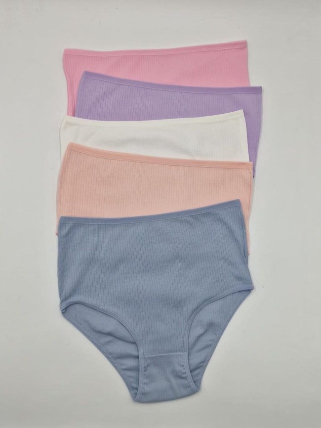 Трусы в рубчик для женщин (большой размер/цветные) 10043-2 фото 1