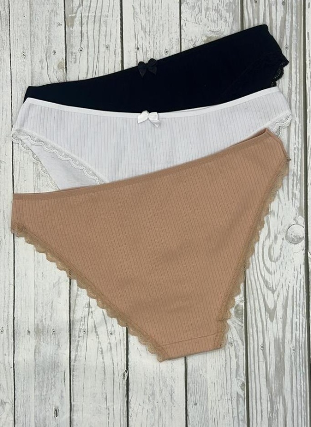 Трусы в рубчик для женщин (молодежные/кружевные) 83248-1 фото 2