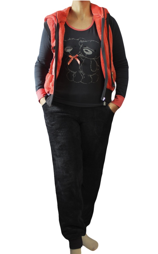 Пижамы для женщин с брюками (длинный рукав/махро/с молнией/с капюшоном) 94004 фото 4