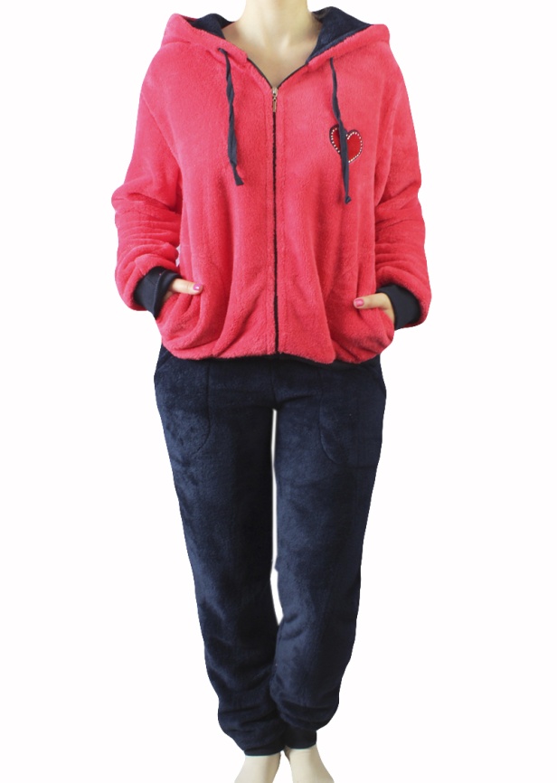 Пижамы для женщин с брюками (длинный рукав/махро/с молнией/с капюшоном) 88104 фото 1