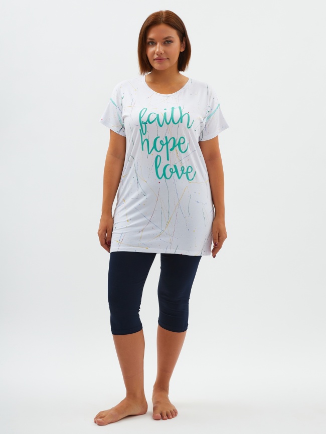 Пижамы для женщин  большой размер ( бриджами/короткий рукав) 26001 фото 1