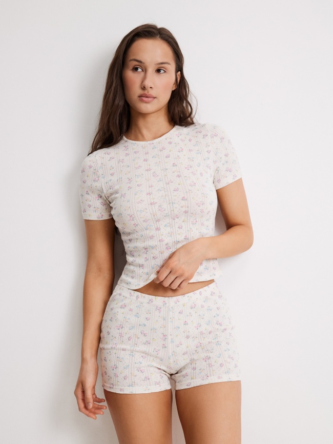 Шорты пижамные жен. Sevilla молочный принт фото 1