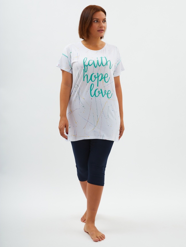 Пижамы для женщин  большой размер ( бриджами/короткий рукав) 26001 фото 2