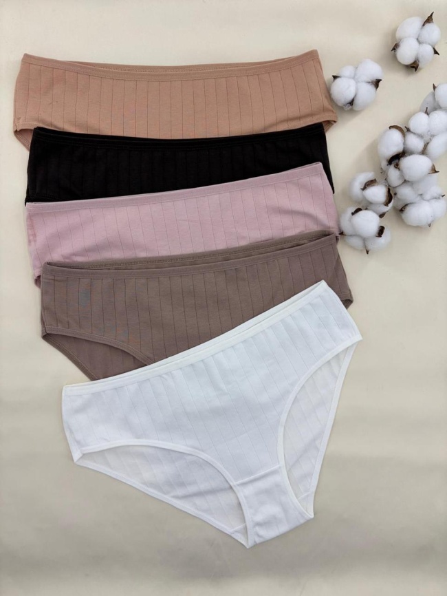 Трусы в рубчик  для женщин 5 шт (средний размер) 524030 фото 1