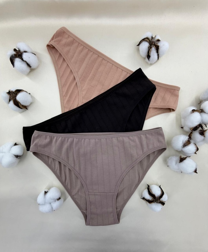 Трусы в рубчик для женщин 3 шт (молодежные) 313300 фото 2